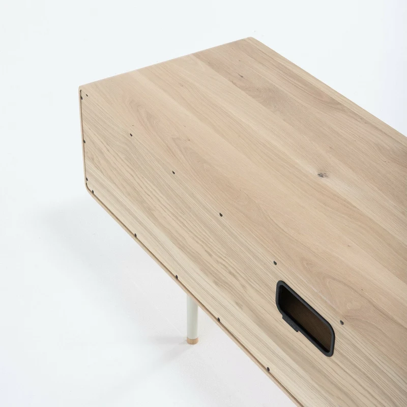 Meuble TV en chêne blanchi huilé et linoléum gris 45 x 160 cm Fina - Gazzda