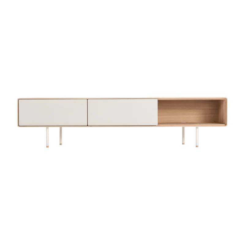 Meuble TV en chêne blanchi huilé et linoléum gris 45 x 200 cm Fina - Gazzda