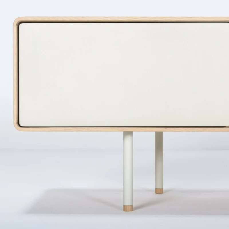 Meuble TV en chêne blanchi huilé et linoléum gris 45 x 200 cm Fina - Gazzda
