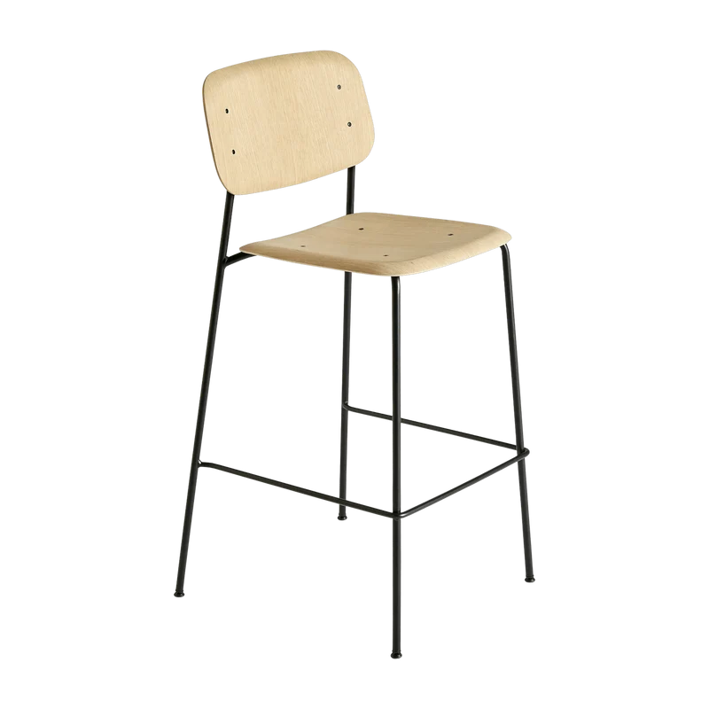 Tabouret de bar en chêne naturel mat et acier Low Soft Edge 10 - HAY
