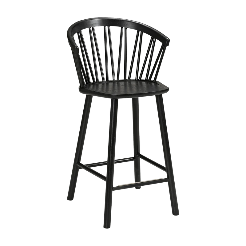 Fauteuil de bar en frêne noir 63 cm ZigZag - Hans K