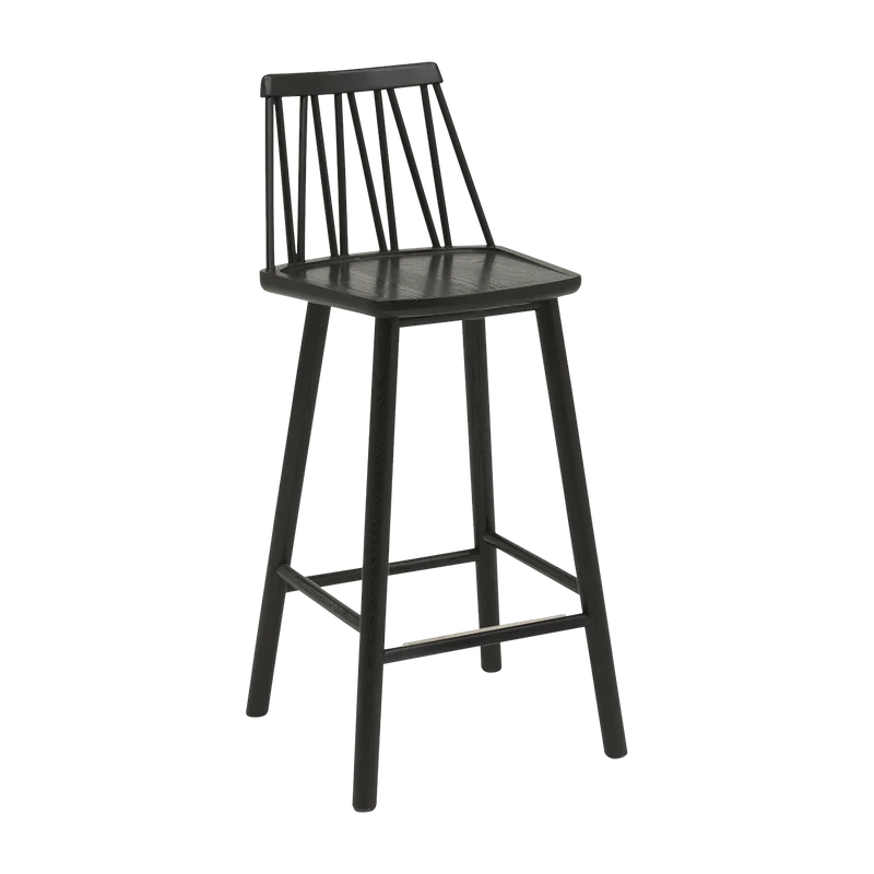 Chaise de bar en frêne noir 63 cm ZigZag - Hans K