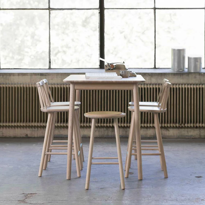 Chaise de bar en bouleau blanc 63 cm ZigZag - Hans K