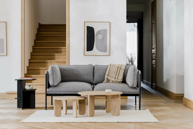Table basse ronde en chêne naturel 75x37cm L Kuvu - noo.ma
