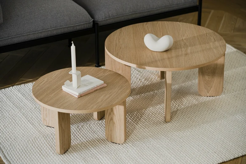 Table basse ronde en chêne naturel 75x37cm L Kuvu - noo.ma