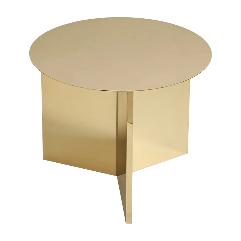 Table basse ronde en acier effet laiton Slit - HAY