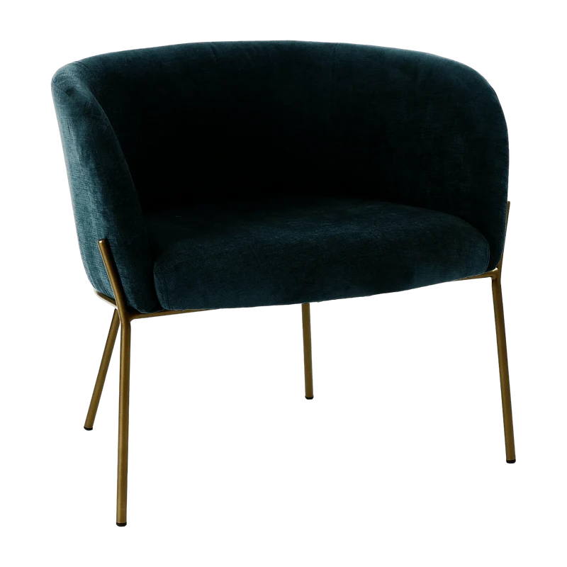 Fauteuil relax en velours pétrole Polka - Pomax