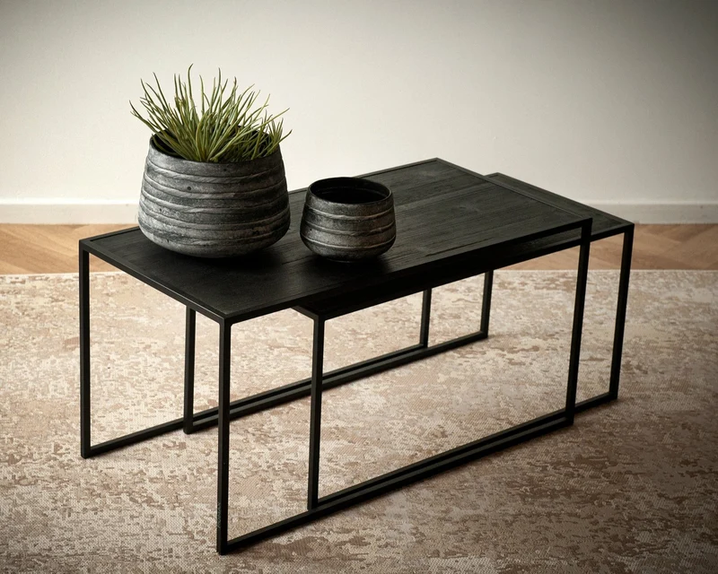 2 tables basses noires Eszential - Pomax