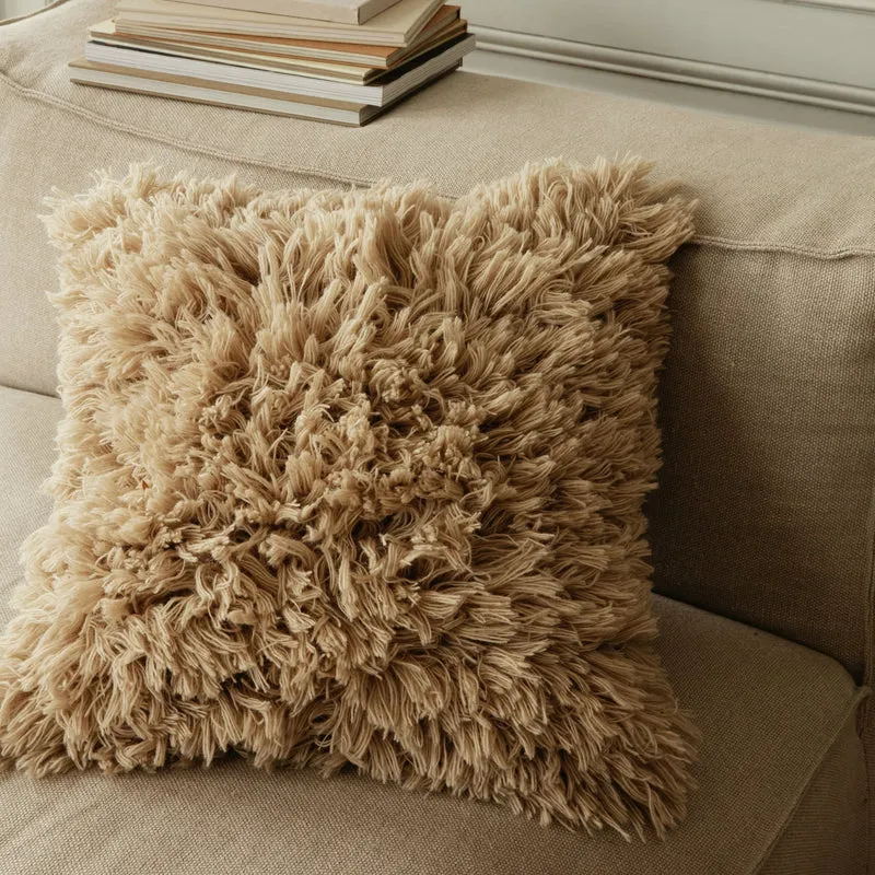 Coussin à poils longs sable clair 50 x 50 cm Meadow - Ferm Living