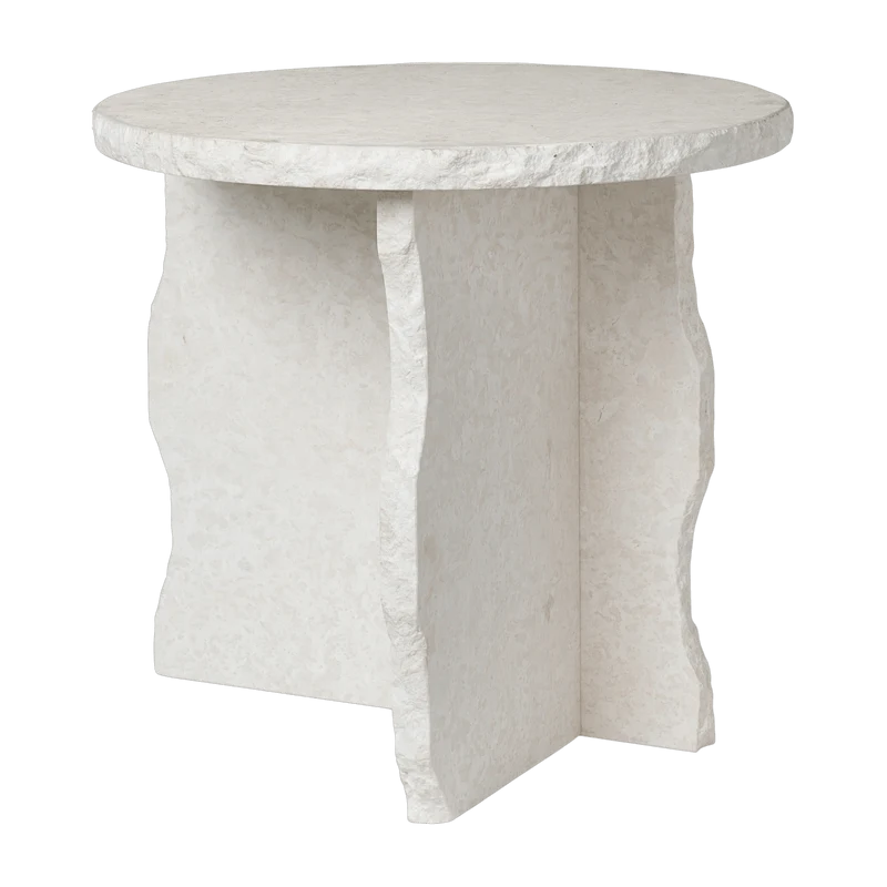 Table sculpturale minérale en marbre blanc 52 x 50 cm Bianco Curia - Ferm Living
