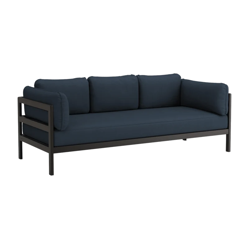 Canapé 3 places en métal noir et tissu bleu nuit Easy - Tiptoe