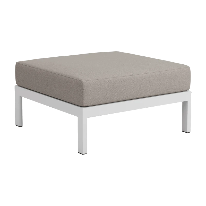 Repose-pieds en métal gris austral et tissu beige Easy - Tiptoe