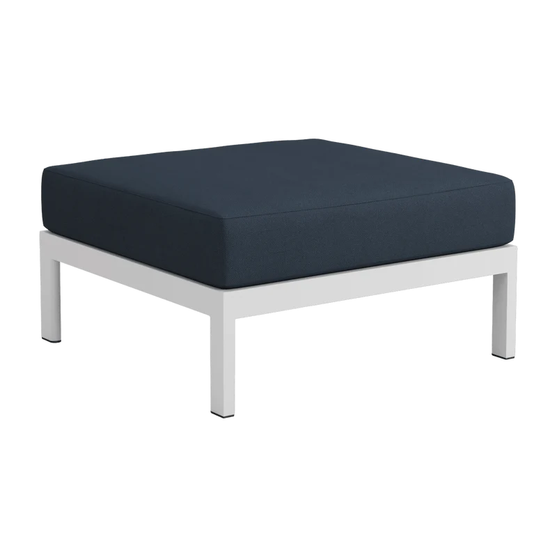 Repose-pieds en métal gris austral et tissu bleu nuit Easy - Tiptoe
