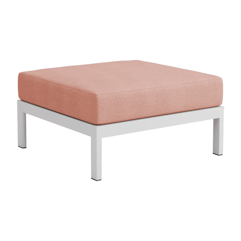 Repose-pieds en métal gris austral et tissu rose chiné Easy - Tiptoe
