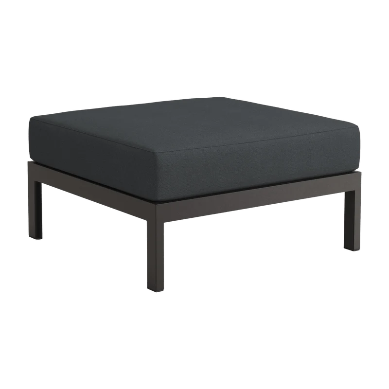 Repose-pieds en métal noir et tissu gris ardoise Easy - Tiptoe