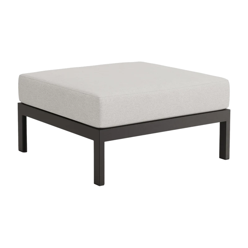 Repose-pieds en métal noir et tissu gris chiné Easy - Tiptoe