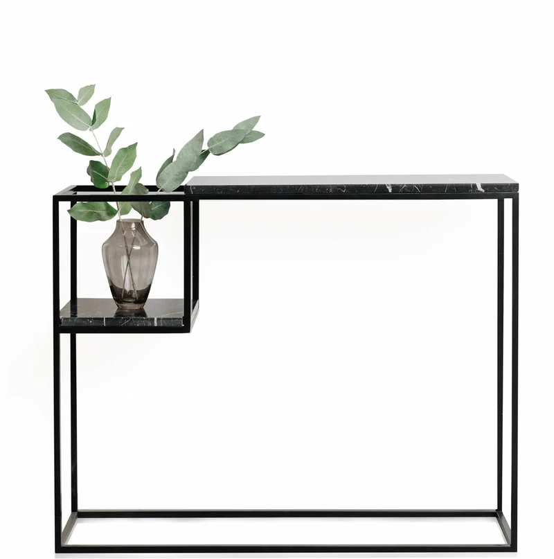 Console noire avec plateau en marbre noir M Hop Maxi - Un’common