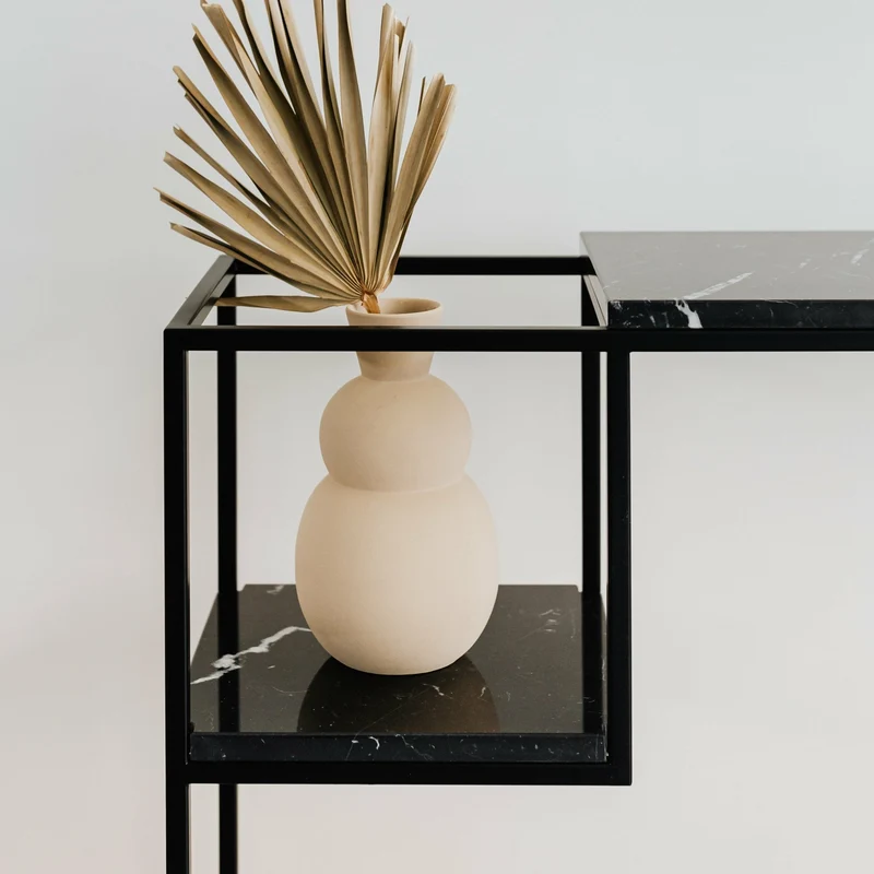 Console noire avec plateau en marbre noir M Hop Maxi - Un’common