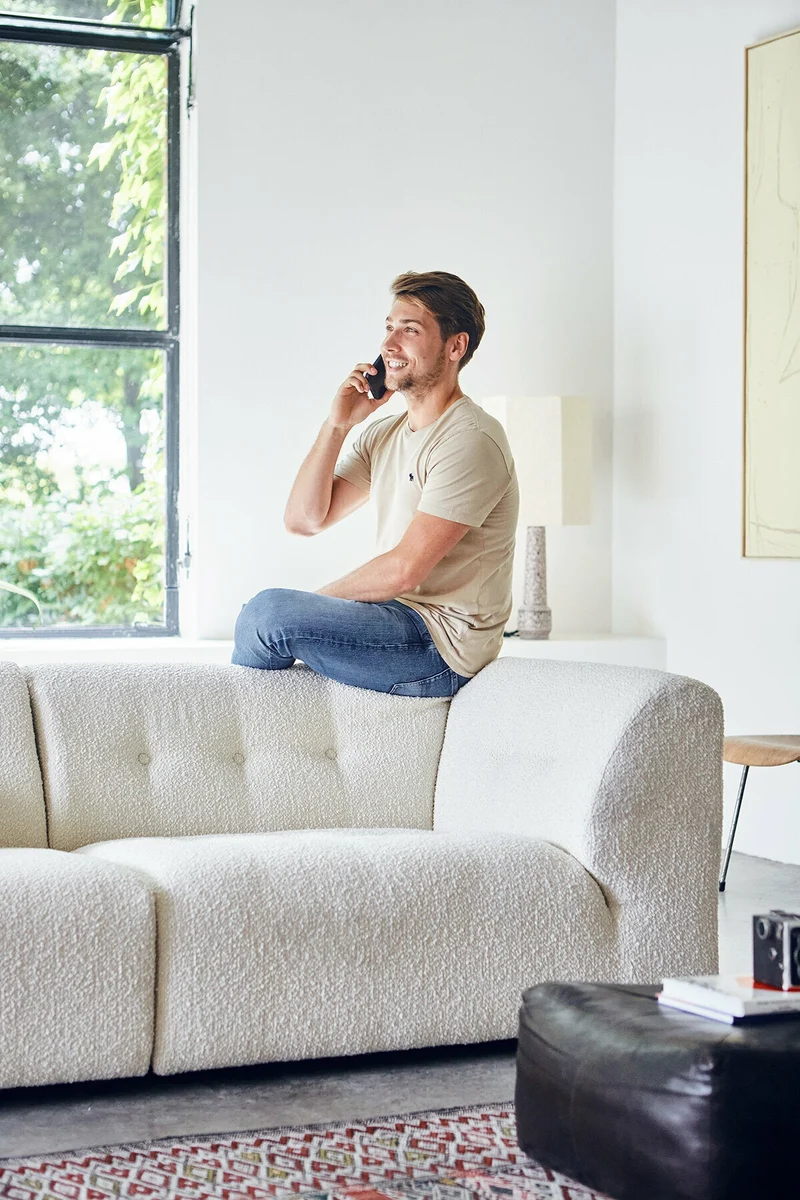 Module d'angle droit en bouclé crème Vint - Hkliving