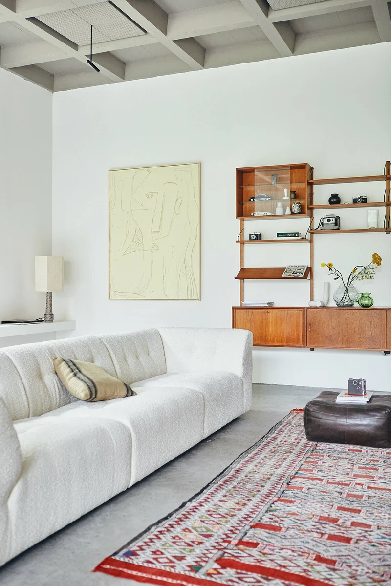Module d'angle droit en bouclé crème Vint - Hkliving