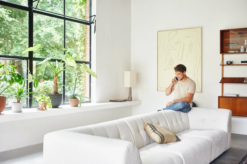 Repose-pieds en bouclé crème Vint - Hkliving