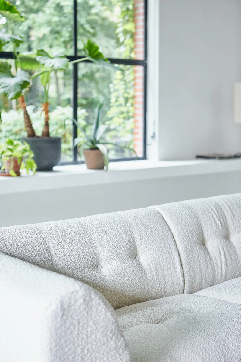 Module d'angle gauche 2 places en bouclé crème Vint - Hkliving