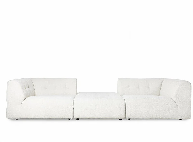 Module d'angle droit 2 places en bouclé crème Vint - Hkliving