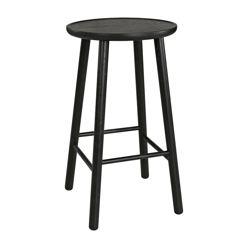 Tabouret de bar en frêne noir 63 cm ZigZag - Hans K