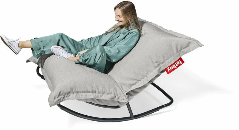 Fauteuil extérieur en métal avec coussin gris brume Rock 'n Roll Combi - Fatboy