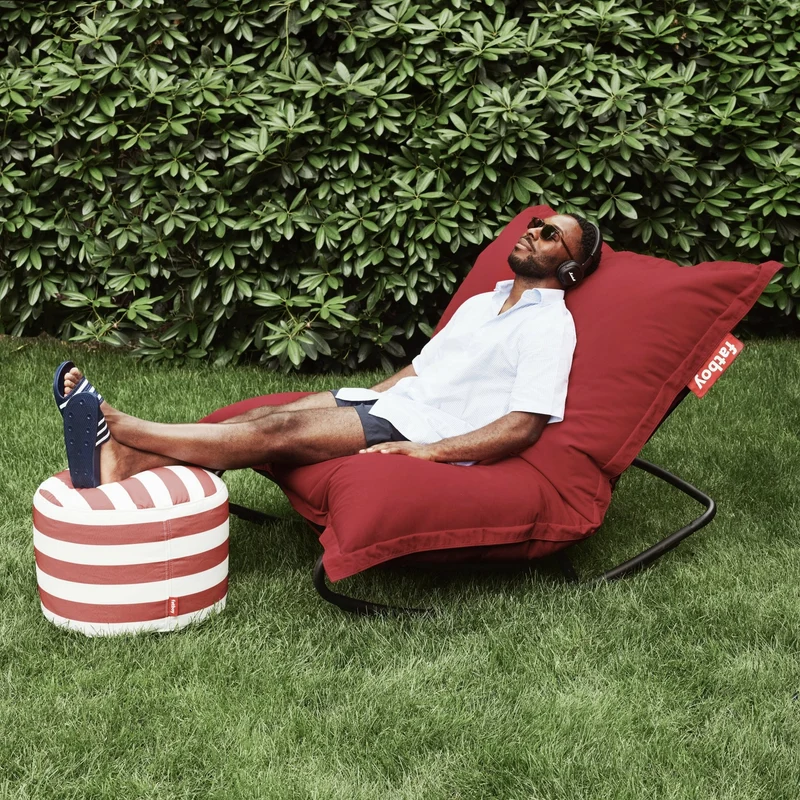 Fauteuil extérieur en métal avec coussin gris brume Rock 'n Roll Combi - Fatboy