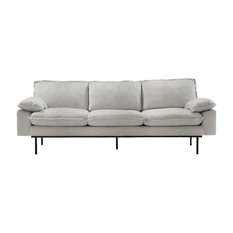 Canapé 3 places tissu gris clair Sneak Retro - HKliving