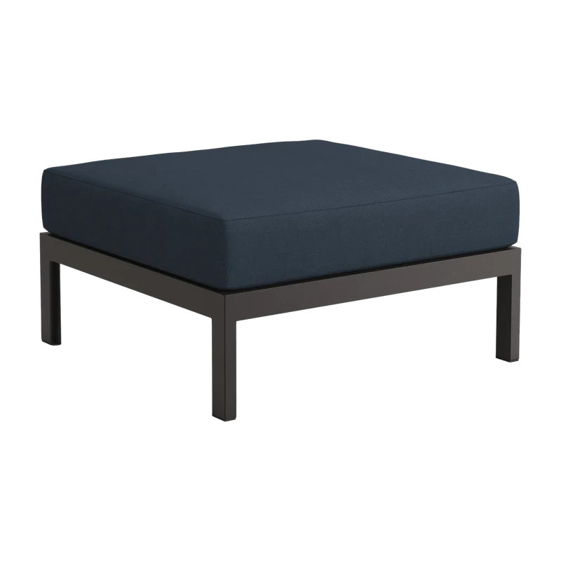Repose-pieds en métal noir et tissu bleu nuit Easy - Tiptoe