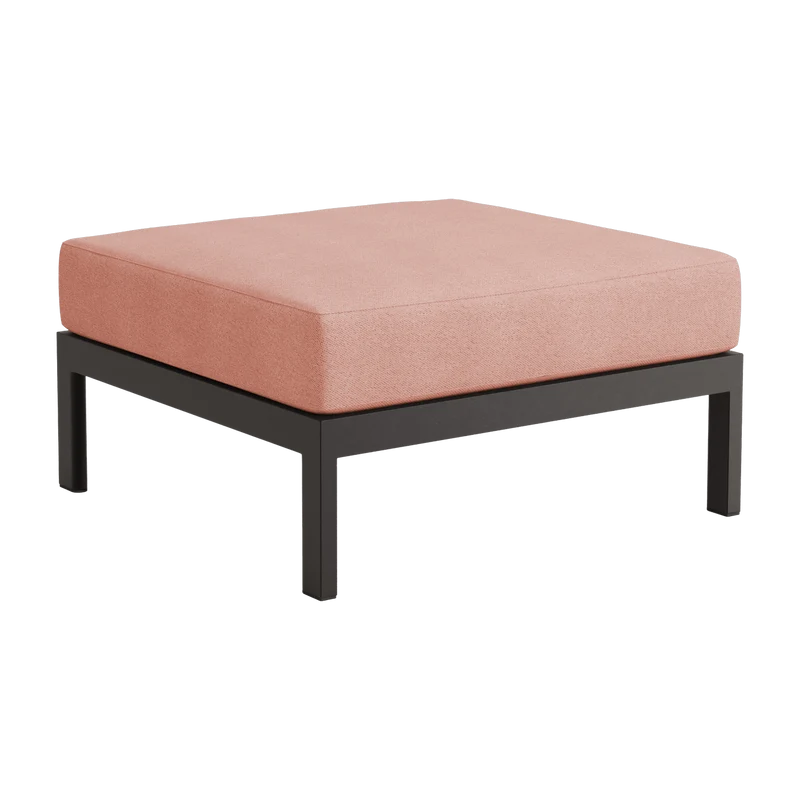 Repose-pieds en métal noir et tissu rose chiné Easy - Tiptoe