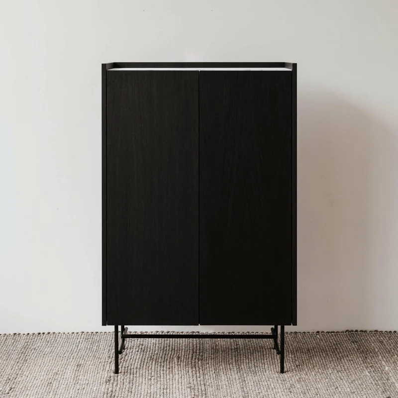 Cabinet en chêne graphite et marbre Forst - Un’common