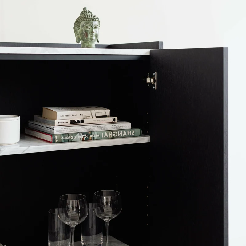 Cabinet en chêne graphite et marbre Forst - Un’common
