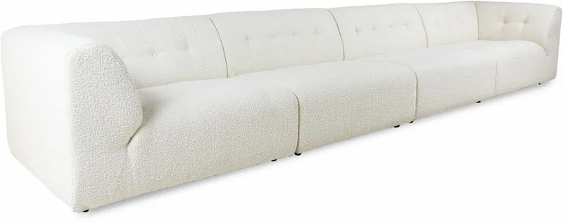 Méridienne droite en bouclé crème Vint - Hkliving