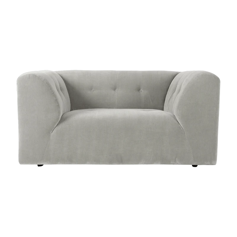 Fauteuil en velours côtelé gris Vint - Hkliving