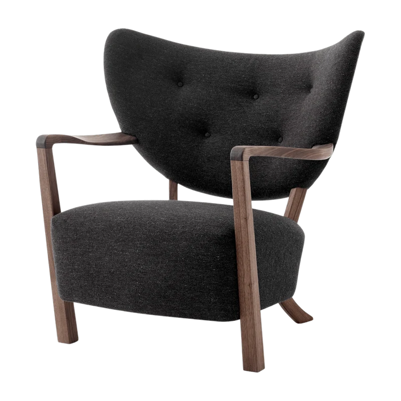 Fauteuil lounge en noyer huilé et laine gris foncé 85 x 85 x 84 cm Wulff ATD2 - &tradition