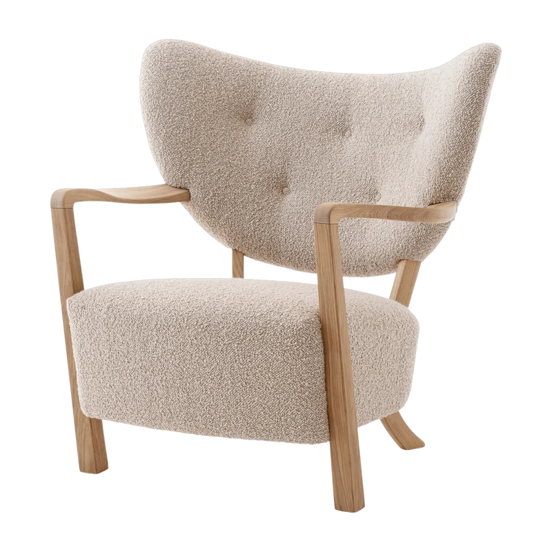 Fauteuil lounge en chêne huilé et laine beige 85 x 85 x 84 cm Wulff ATD2 - &tradition