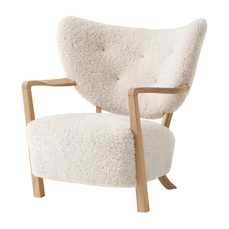Fauteuil lounge en chêne huilé et bouclé blanc cassé 85 x 85 x 84 cm Wulff ATD2 - &tradition