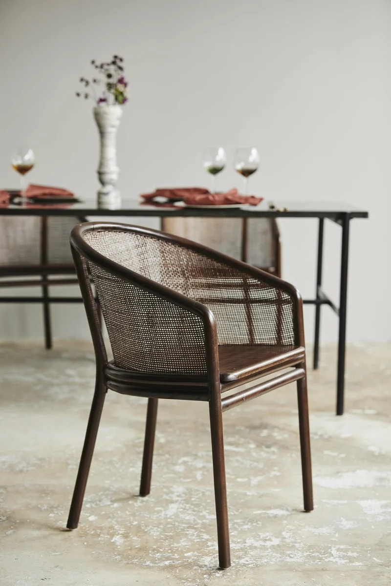 Chaise de salle à manger en rotin marron foncé Mosso - Nordal