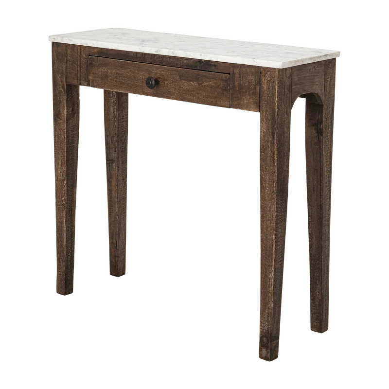 Table d'appoint en bois rustique et marbre Hauge - Bloomingville