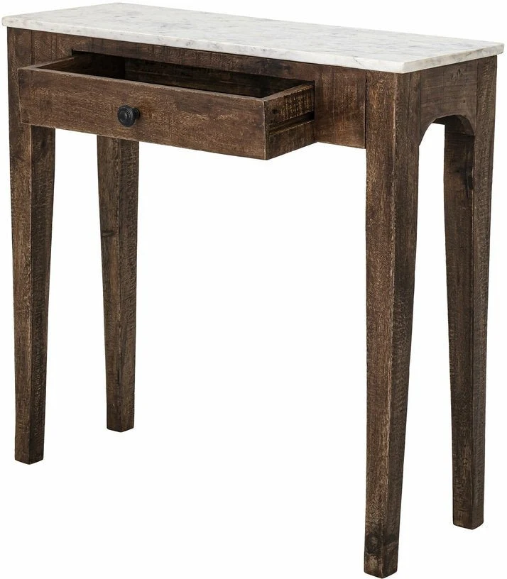 Table d'appoint en bois rustique et marbre Hauge - Bloomingville