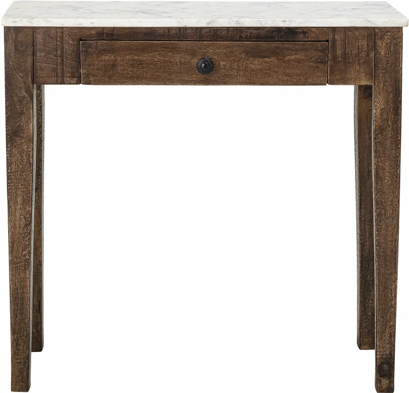 Table d'appoint en bois rustique et marbre Hauge - Bloomingville