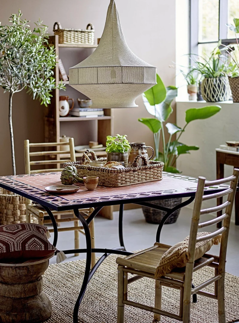 Table d'appoint en bois rustique et marbre Hauge - Bloomingville