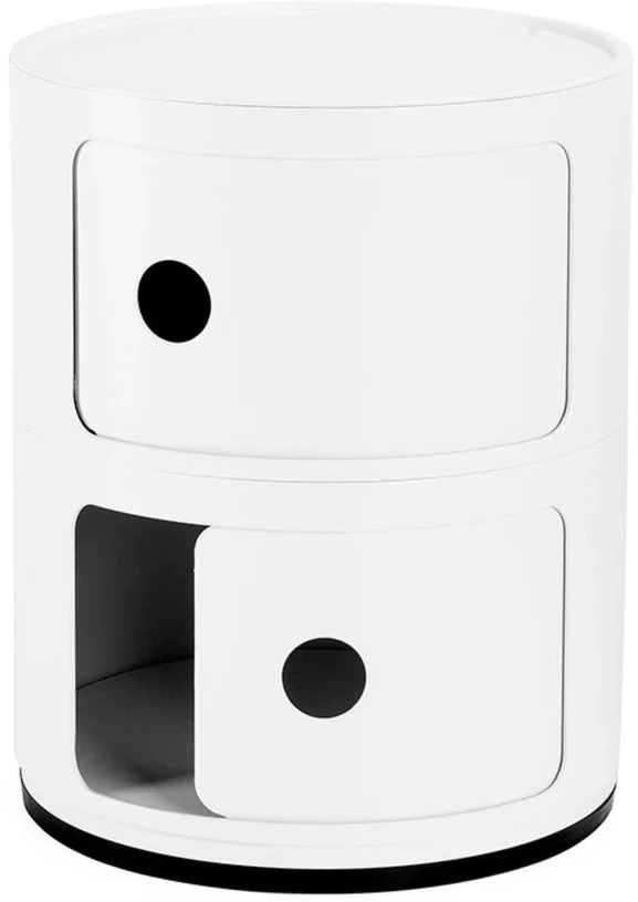Table de chevet blanche mat 2 tiroirs Componibili Recycled - Kartell