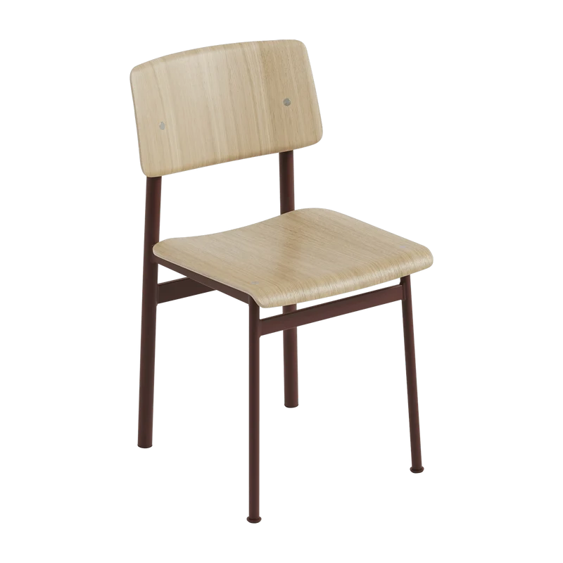 Chaise rouge et bois naturel sans accoudoir Loft - Muuto