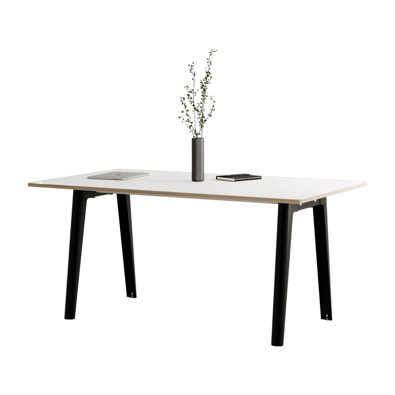 Table à manger en stratifié blanc 160 x 95 cm piètements noirs New Modern - Tiptoe