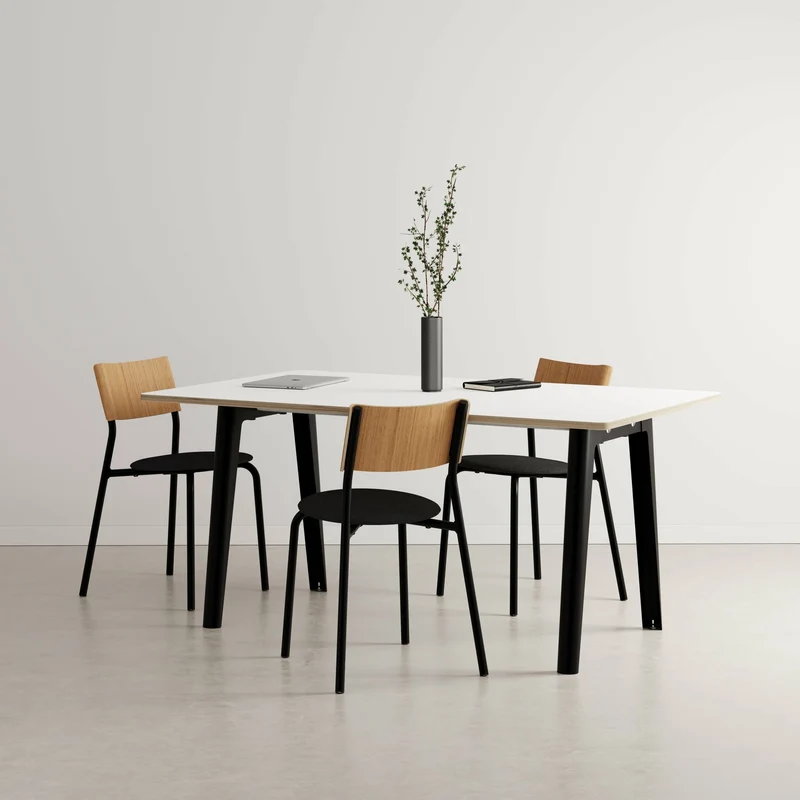 Table à manger en stratifié blanc 160 x 95 cm piètements noirs New Modern - Tiptoe