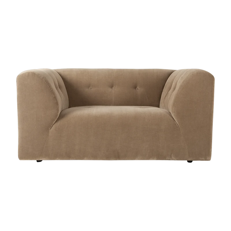 Fauteuil en velours côtelé marron Vint - Hkliving